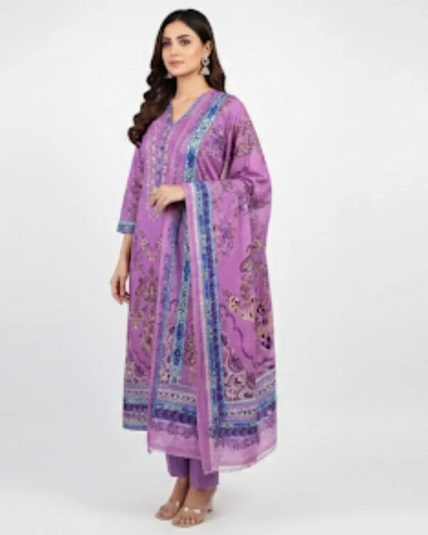 Unstitched Embroidery Lawn Three Piece